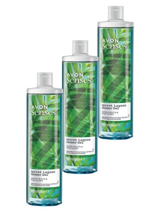 AVON Senses Secret Lagoon Su Meyveleri ve Misk Kokulu Duş Jeli 500 Ml. Üçlü Set