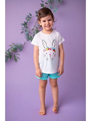 ZEYLAND Kız Bebek Beyaz Flower Rabbit T-Shirt (9Ay-4Yaş)