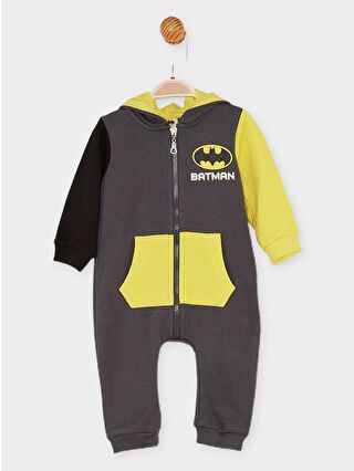 Supermino Gri Batman Lisanslı Erkek Bebek Kapüşonlu Tulum 21654