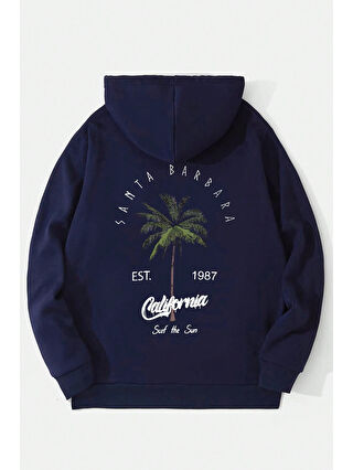 uyguntarz Lacivert California Baskılı Oversize Sweatshirt