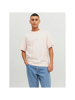 Jack & Jones Faded Erkek Pembe Bisiklet Yaka Tişört