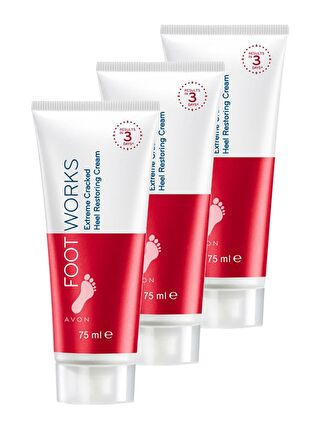 AVON Foot Works Çatlak Topukları Onarıcı Ayak Kremi 75 Ml. Üçlü Set