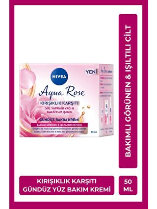 NIVEA Aqua Rose Kırışıklık Karşıtı Gündüz Yüz Bakım Kremi 50ml, Kalsiyum, İnce Çizgi Görünümü, Sıkı Cilt