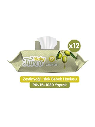 Baby Turco Zeytinyağlı Islak Bebek Havlusu 12x90 Adet