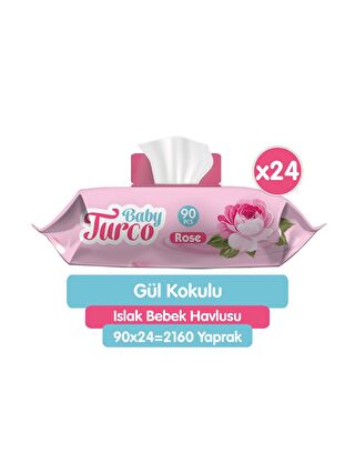 Baby Turco Gül Kokulu Islak Bebek Havlusu 24x90 Adet