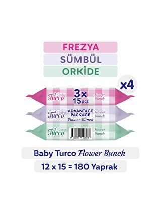 Baby Turco Flower Bunch Cep Mendili 12x15 (180 Yaprak)