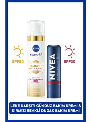 NIVEA Luminous630 Güneş Korumalı Leke Karşıtı Gündüz Yüz Kremi 40ml, Kırmızı Renkli Dudak Bakım Kremi