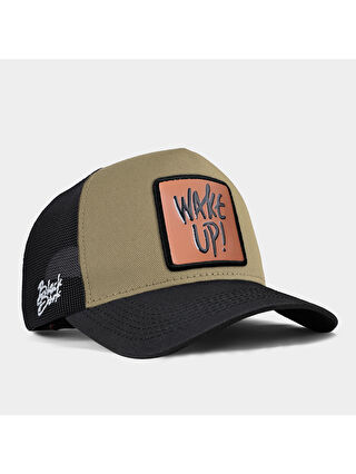 BlackBörk V1 Trucker Wake Up - 2CS Kod Logolu Unisex Siyah Siperli Siyah-Vizon Şapka (Cap)