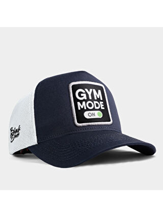 BlackBörk V1 Trucker Gym Mode On - 1sb Kod Logolu Unisex Lacivert-Beyaz Şapka (Cap)