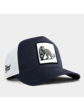 BlackBörk V1 Trucker Panter - 5BS Kod Logolu Unisex Lacivert-Beyaz Şapka (Cap)