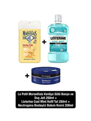 Listerine Coolmint Hafif Tat 250+LPM Vanilya Sütü Duş Jeli 250+Neutrogena Besleyici Bakım Kremi 200