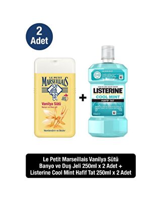 Listerine Coolmint Hafif Tat 250 ML Ağız Bakım Suyu + LPM Vanilya Sütü 250 ML Duş Jeli x2