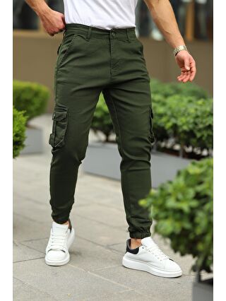 comstar Haki Bel Kemerli Körüklü Jogger Paça Lastikli Erkek Pantolon