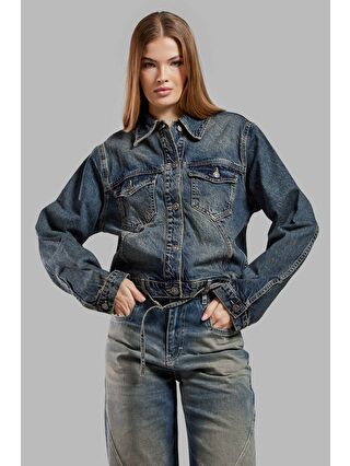 it's basic Mavi Kadın T Jean Rengi 2w48 Bol Kesim Crop Denim Ceket