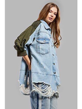 it's basic Mavi Kadın Jean Rengi Oversize Tasarım Denim Ceket