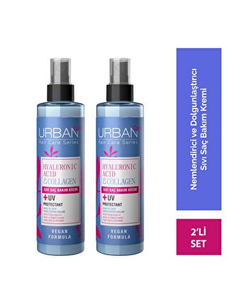 Urban Care Hyaluronik Asit&Kolajen Kuru ve Cansız Saçlara Özel Sıvı Saç Bakım Kremi 2’li Set -vegan-200 ml