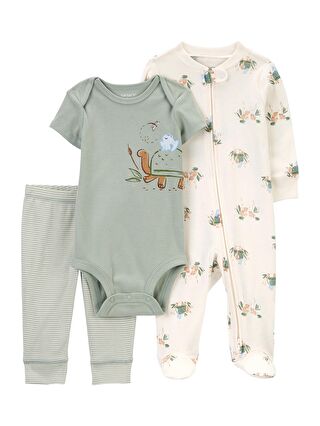 Carter's Karışık Erkek Bebek Tulum Body Pantolon Set 3'lü Paket