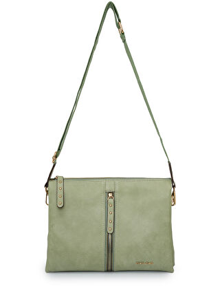 David Jones Turkuaz Kapaklı Fermuar Detaylı Çapraz Askılı Çanta
