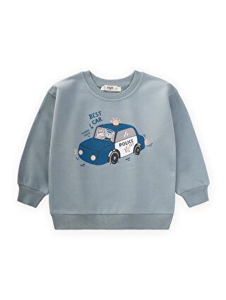 CİGİT Police Baskılı Sweatshirt 1-7 Yaş Mint Yeşili