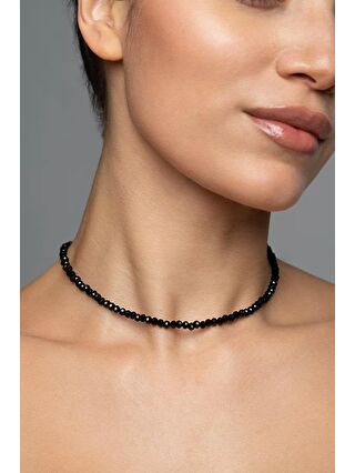 New Obsessions Siyah Kristal Taşlı Choker Tasma Kolye