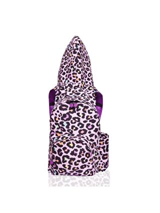 Morikukko Karışık Back to School Pink Cheetah Çıkabilir Kapüşonlu Sırt Anaokulu Çantası