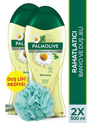 Palmolive Body & Mind Papatya Özü Rahatlatıcı Banyo ve Duş Jeli 500 ml x 2 Adet + Duş Lifi Hediye