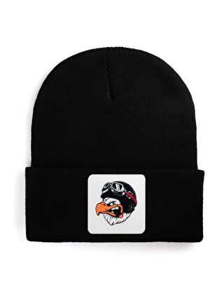 BlackBörk V1 Akrilik Kartal - 2 Kod Logolu Unisex Siyah Bere (Beanie)