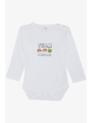 Breeze Erkek Bebek Çıtçıtlı Zıbın Body Sevimli Takım Arkadaşları Baskılı Beyaz (9 Ay-3 Yaş)