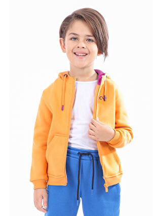 Toontoykids Turuncu Unisex Çocuk Nakışlı Hırka