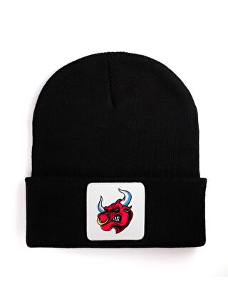 BlackBörk V1 Akrilik Boğa - 1 Kod Logolu Unisex Siyah Bere (Beanie)