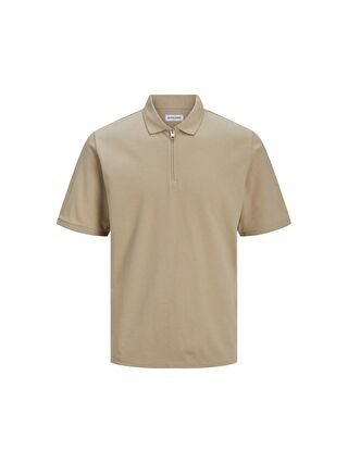 Jack & Jones Mac Zip Erkek Bej Klasik Yaka Polo Tişört