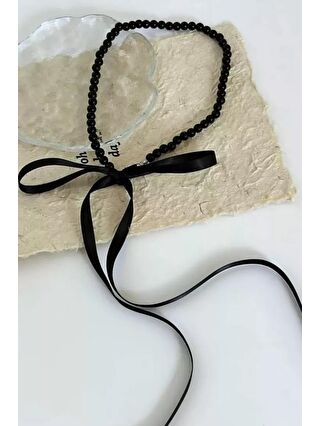 New Obsessions Siyah İnci Choker Tasma Kolye