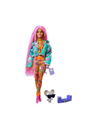 BARBIE Extra Pembe Örgü Saçlı Bebek GXF09