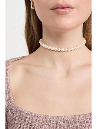 New Obsessions Sarı Amelie Coco İncili Tasma Choker Kolye