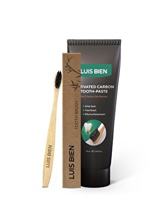 Luis Bien Aktif Karbon Diş Temizleme Macunu 75 Ml + Bambu Diş Fırçası Set