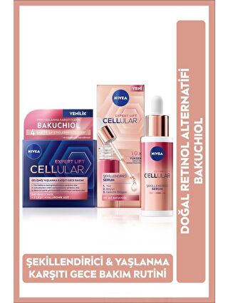 NIVEA Cellular Doğal Retinol Alternatifi Bakuchiol Cilt Serumu 30ml ve Nemlendirici Gece Bakım Kremi 50ml