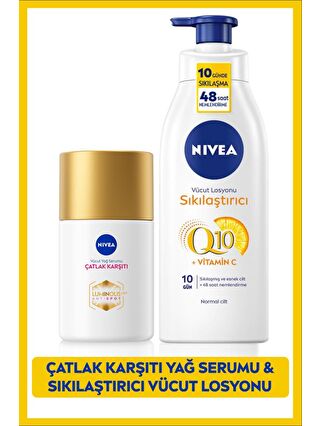 NIVEA Q10 Sıkılaştırıcı Vücut Losyonu 400ml, C Vitamini, Luminous630 Çatlak Karşıtı Vücut Yağ Serumu 100ml