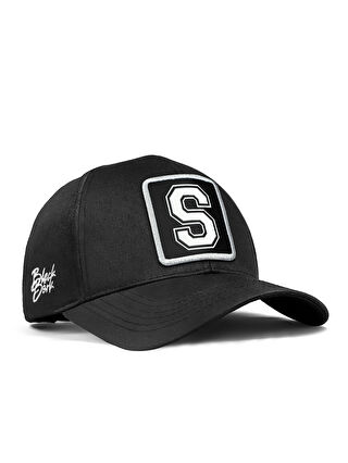 BlackBörk Gri V1 Baseball Six S Harf - 2 Kod Logolu Unisex Siyah Şapka (CAP)