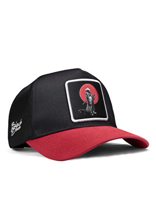 BlackBörk V1 Trucker Samuray - 10 Kod Logolu Unisex Kırmızı Siperli-siyah Şapka (CAP)