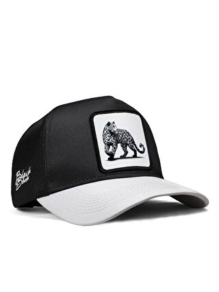 BlackBörk V1 Trucker Panter - 5bs Kod Logolu Unisex Beyaz Siperli-siyah Şapka (CAP)