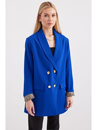 Bigdart Mavi 0704 Düğme Detaylı Blazer Ceket - Saks