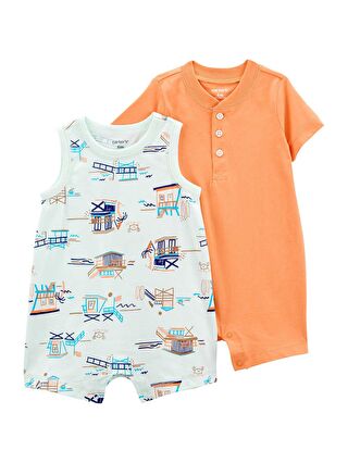 Carter's Turuncu Erkek Bebek Tulum Set 2'li Paket