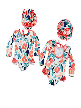 Beyaz-Turkuaz-Açık Turuncu