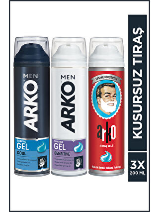 Arko Men Cool + Sensitive + Efsane Tıraş Jeli 3x200 Ml