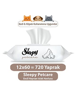 Sleepy Petcare Evcil Hayvan Islak Havlusu 12X60 Yaprak