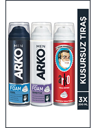 Arko Men Cool + Sensitive + Efsane Tıraş Köpüğü 3x200 Ml