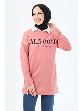 TOFİSA Bisiklet Yaka Kadın Pembe Sweat - 23467