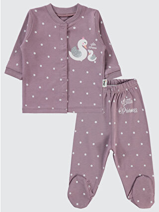 Civil Baby Kız Bebek Patikli Pijama Takımı 1-6 Ay Leylak Lila