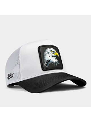 BlackBörk Antrasit V1 Trucker Kartal - 5 Kod Logolu Unisex Siyah Siperli-Beyaz Şapka (Cap)