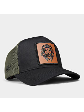 BlackBörk V1 Trucker Aslan - 13CS Kod Logolu Unisex Siyah-Haki Şapka (Cap)